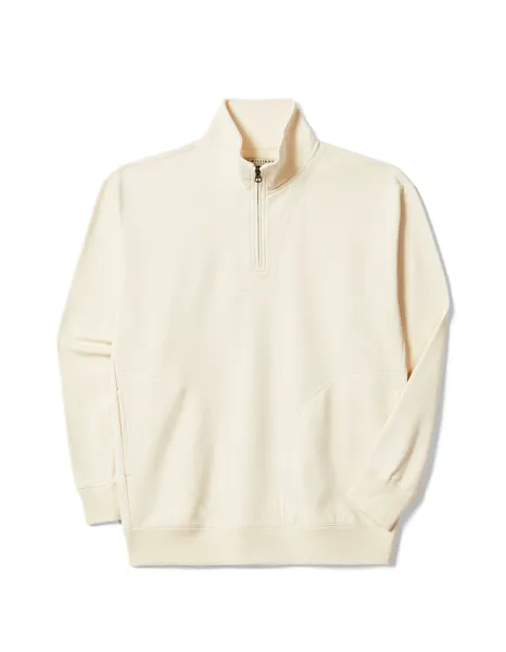 Cream Quarter Zip Fleece Pullover L